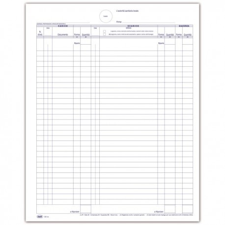 Stupefacenti - Carico - Scarico stupefacenti - Registro - 38 pagine