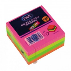 Cubi a foglietti riposizionabili Tak-To - 75x75 mm - Colori neon