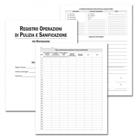 Registro per la Pulizia e la Sanificazione per Ristorazione - 28 pagg - F.to 31x24,5 cm.