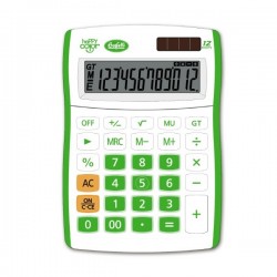 Calcolatrice Happy Color 12 digit - colore verde - f.to 130x185 mm - 4 funzioni + memoria - formato big