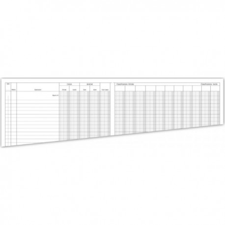 Registro Entrate/Uscite - con 10 colonne di classificazione - testatina fissa - 50 pagine - 31x24,5 cm