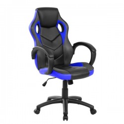 Sedia Gaming - braccioli fissi - similpelle nero-blu