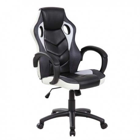 Sedia Gaming - braccioli fissi - similpelle nero-blu