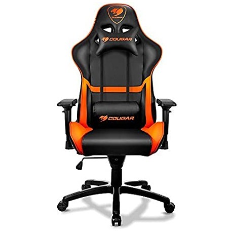 COUGAR ARMOR Sedia da gioco, seduta imbottita e schienale rigido, Nero/Arancione